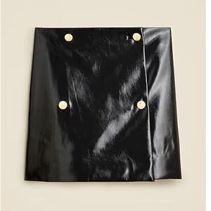 J. Crew Collection cd499 Black mini wrap skirt in faux patent leather NWT size 2